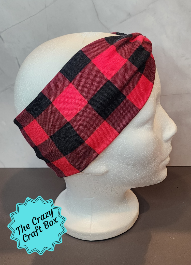 Red & Black Buffalo Plaid Twist Headband