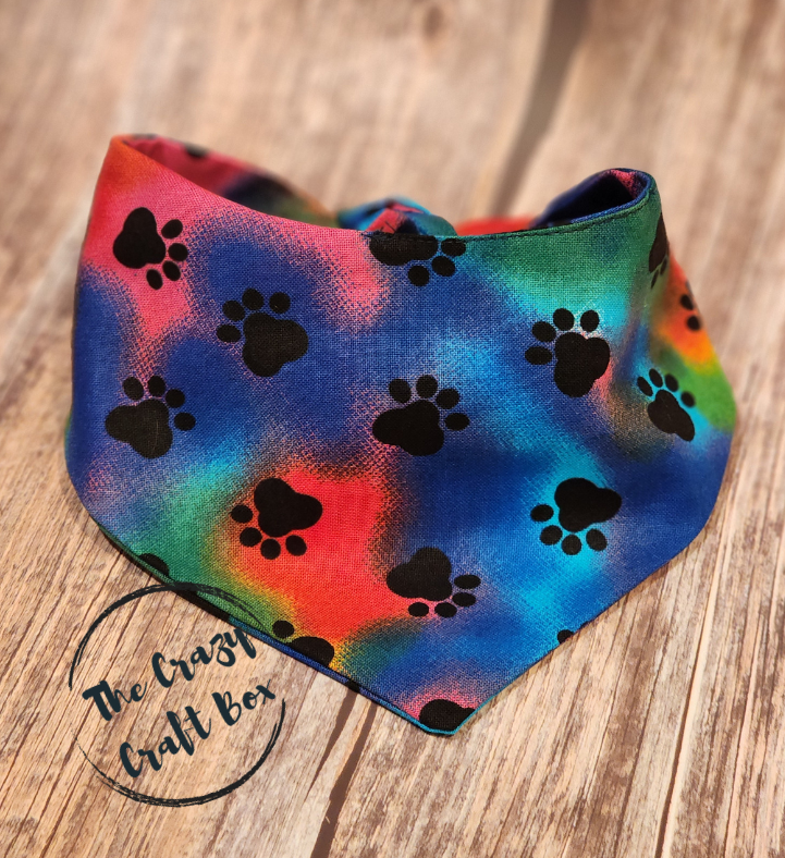 Rainbow Paw Print Pet Bandana