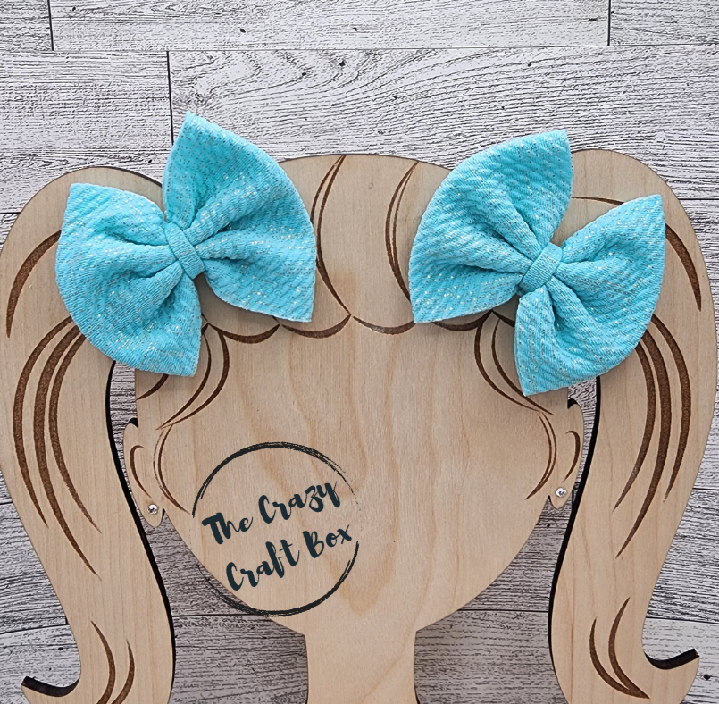 Blue Gold Metallic Hair Bows