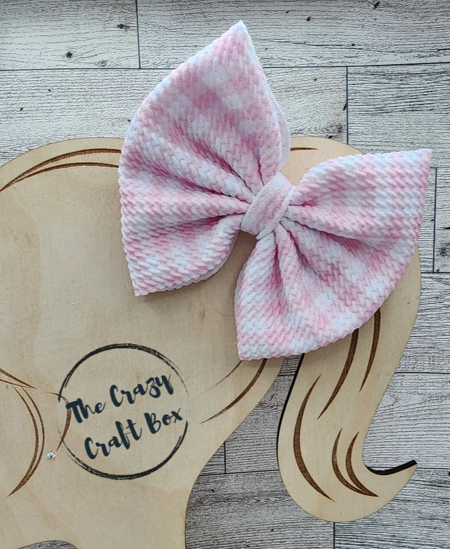 Gingham Pink & White Hair Bow