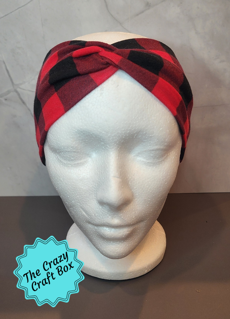 Red & Black Buffalo Plaid Twist Headband