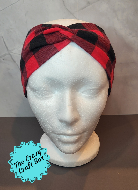 Red & Black Buffalo Plaid Twist Headband