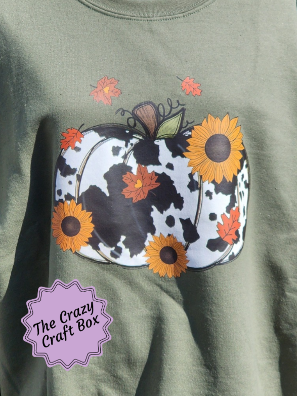 Cow print Pumpkin Crewneck