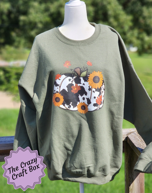 Cow print Pumpkin Crewneck