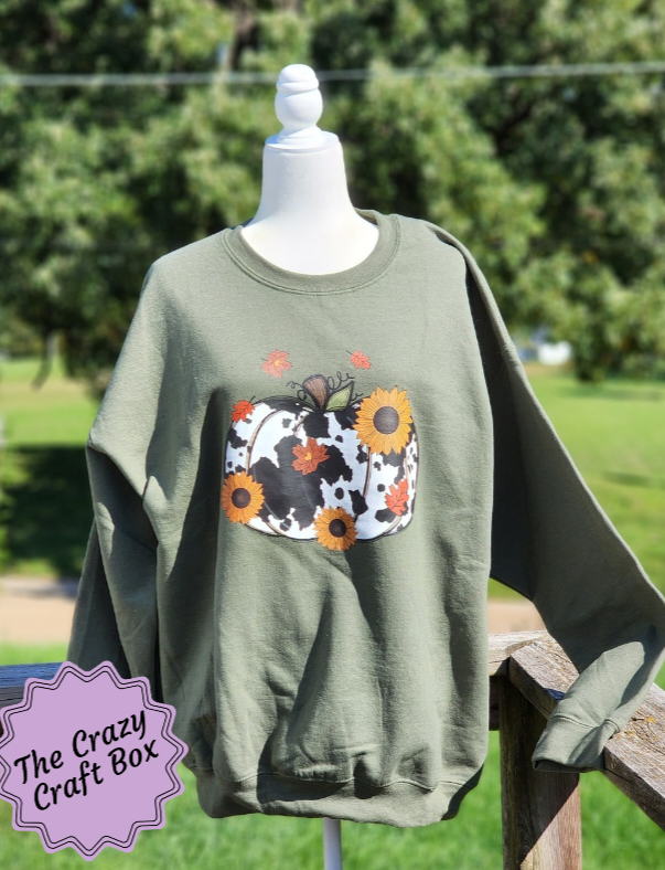 Cow print Pumpkin Crewneck