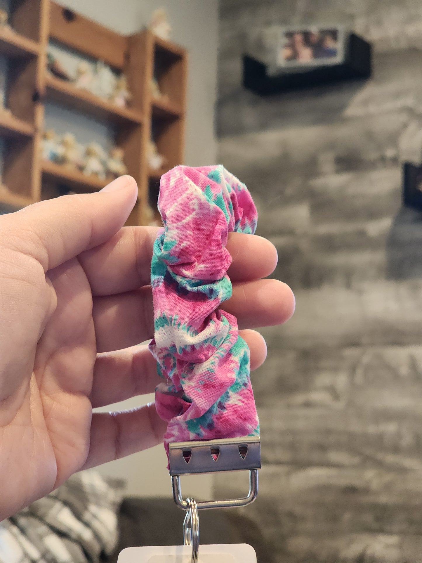 Scrunchie Wristlet Keychain for Women – Stretch Fabric Key Ring Bracelet – Assorted Colors & Patterns