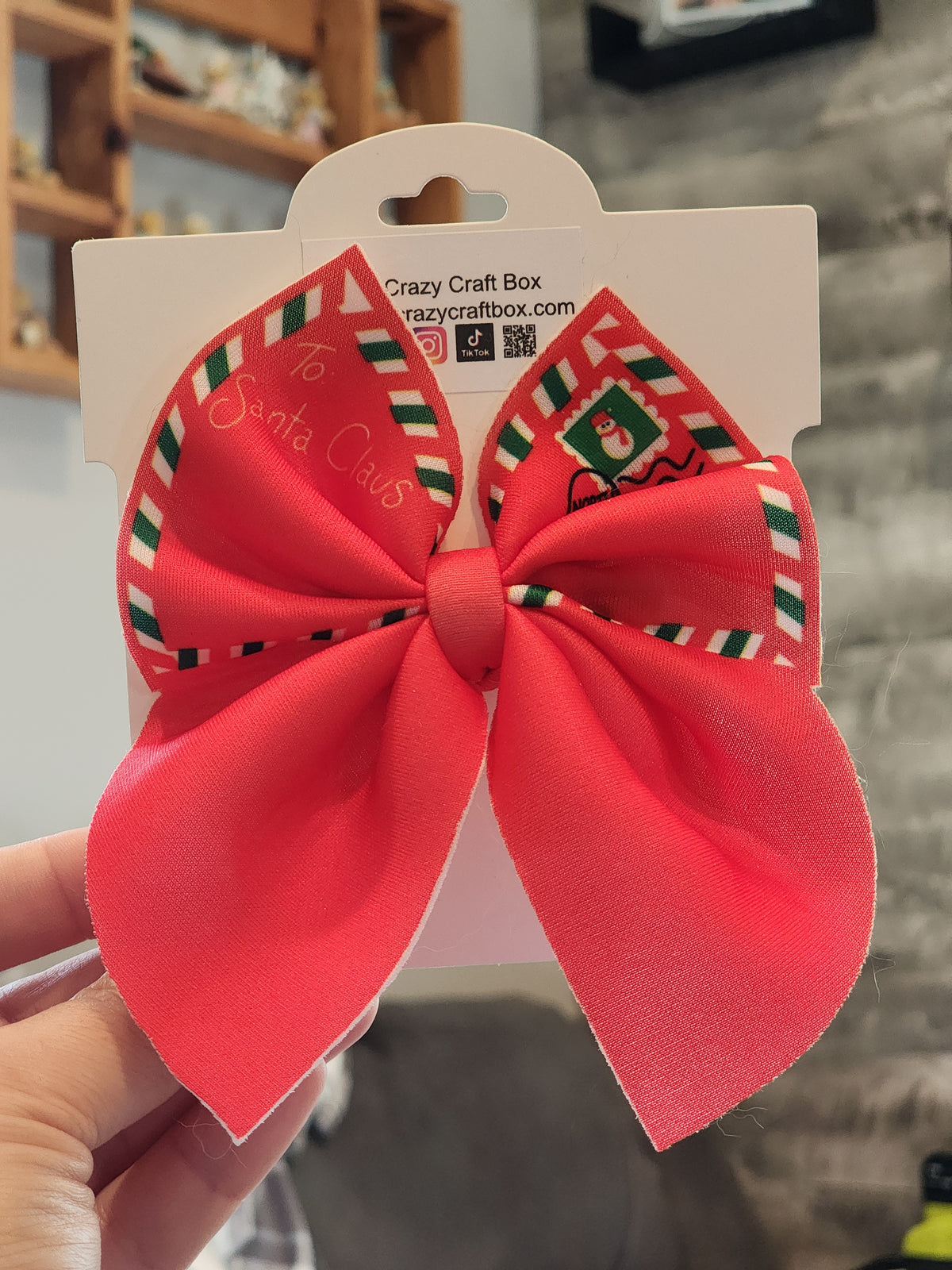 Christmas Neoprene Hair Bows – Holiday Peppermint, Santa, Gingerbread & Festive Prints