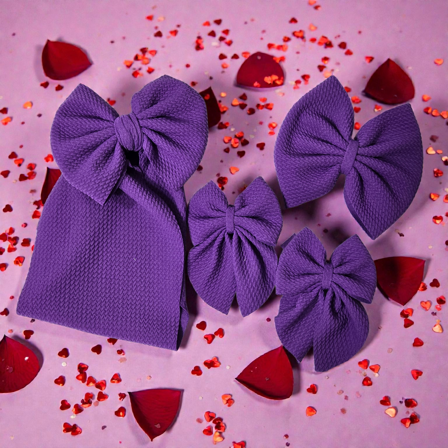Purple Bow Headband & Hair Bow | Baby Toddler Girls Bow | Handmade Fabric Bow | Newborn Infant Headwrap | Boutique Hair Accessories