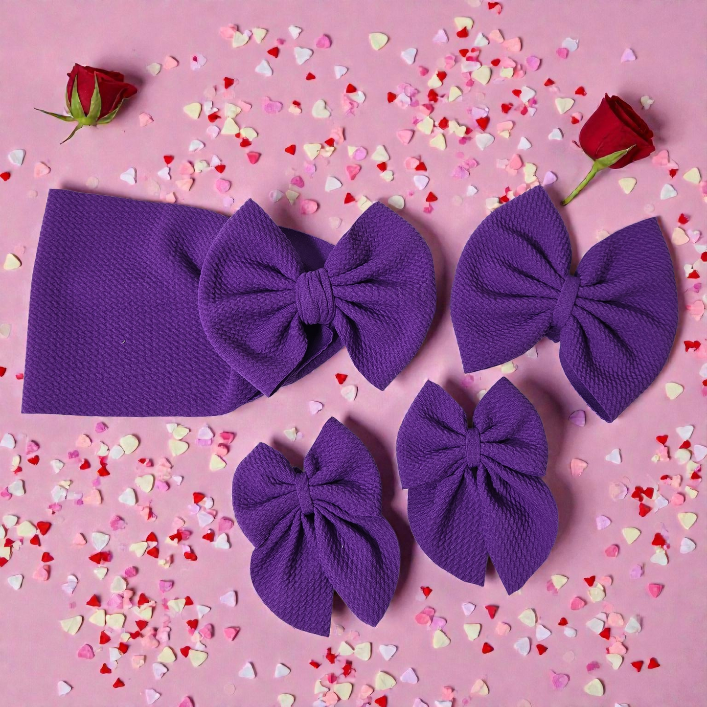 Purple Bow Headband & Hair Bow | Baby Toddler Girls Bow | Handmade Fabric Bow | Newborn Infant Headwrap | Boutique Hair Accessories