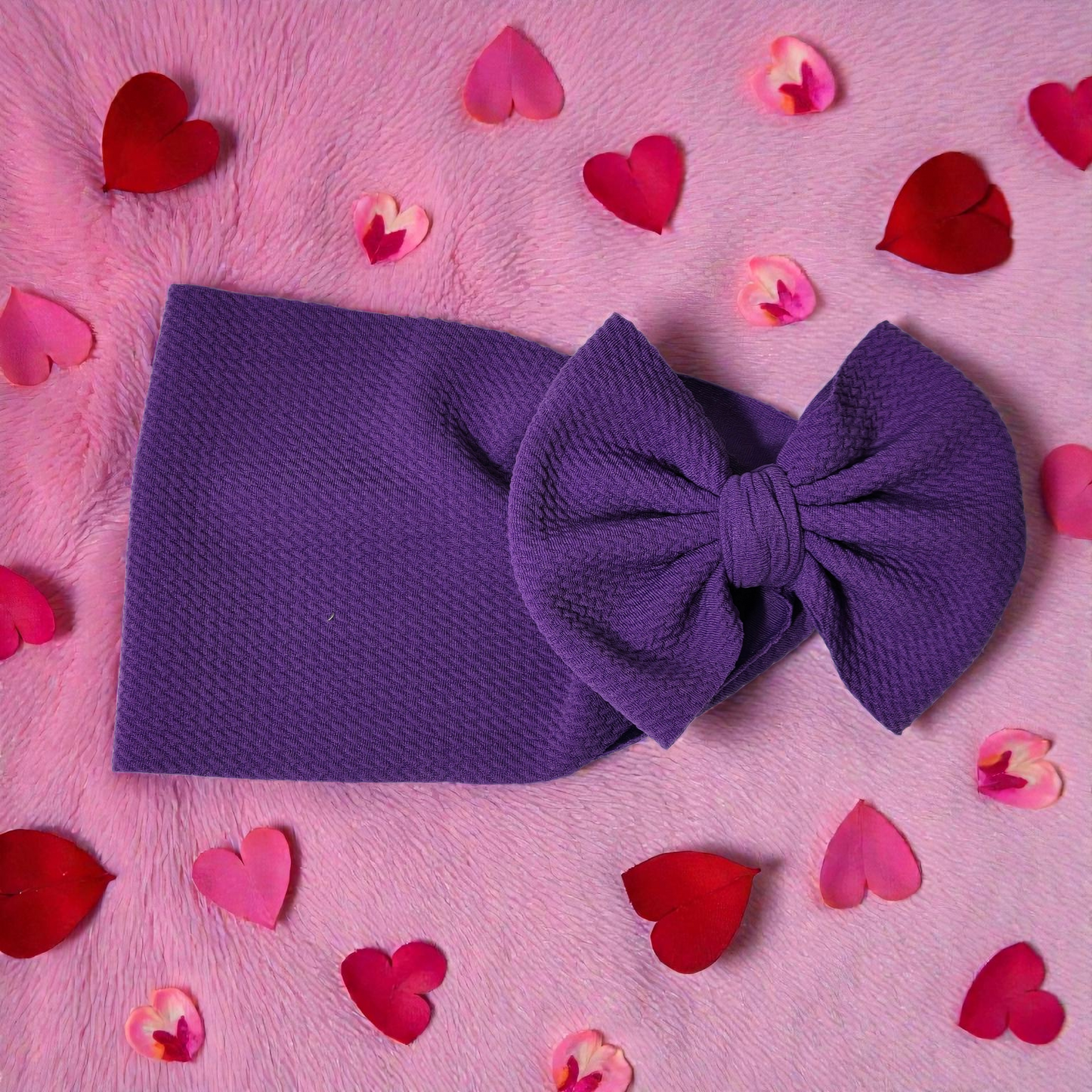 Purple Bow Headband & Hair Bow | Baby Toddler Girls Bow | Handmade Fabric Bow | Newborn Infant Headwrap | Boutique Hair Accessories