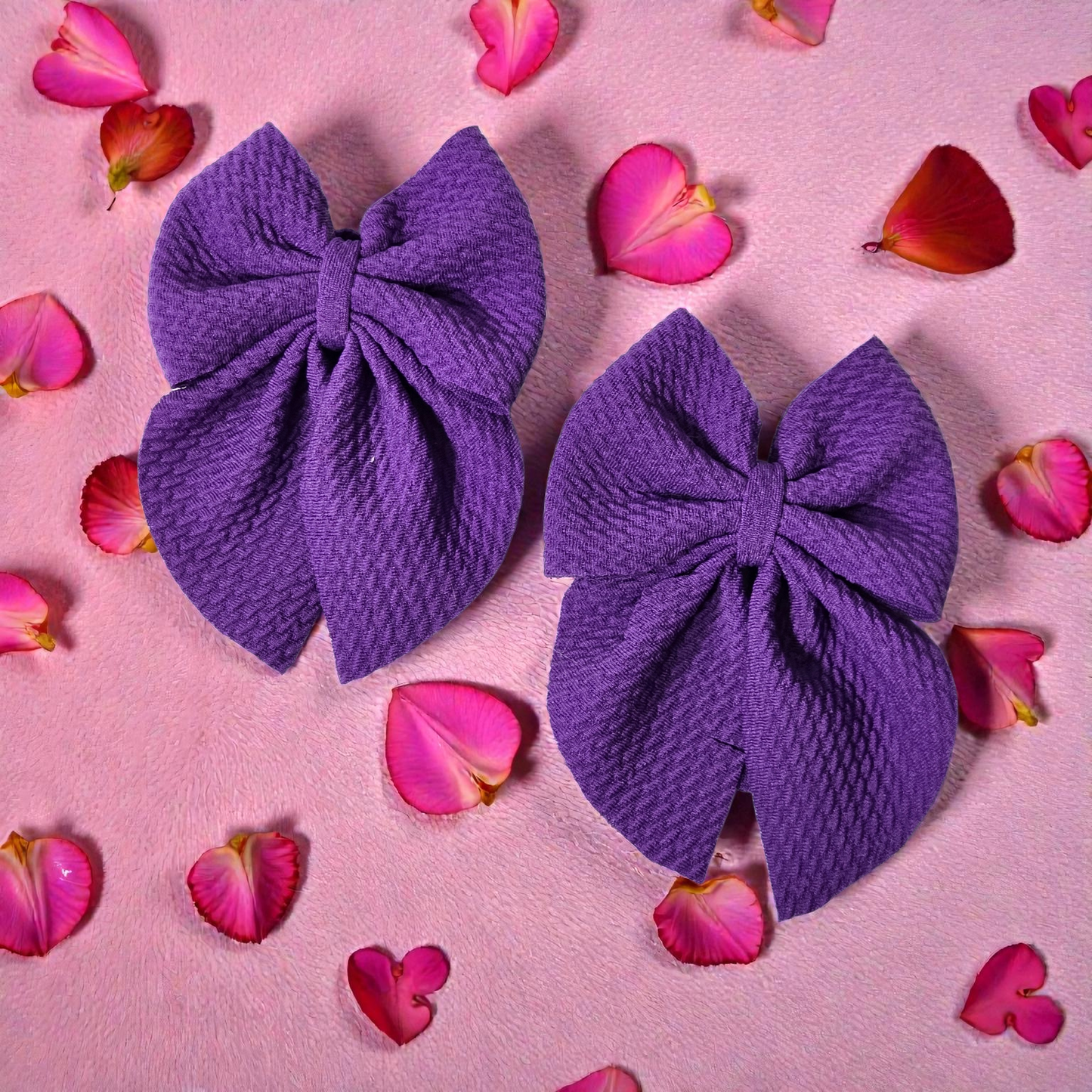 Purple Bow Headband & Hair Bow | Baby Toddler Girls Bow | Handmade Fabric Bow | Newborn Infant Headwrap | Boutique Hair Accessories
