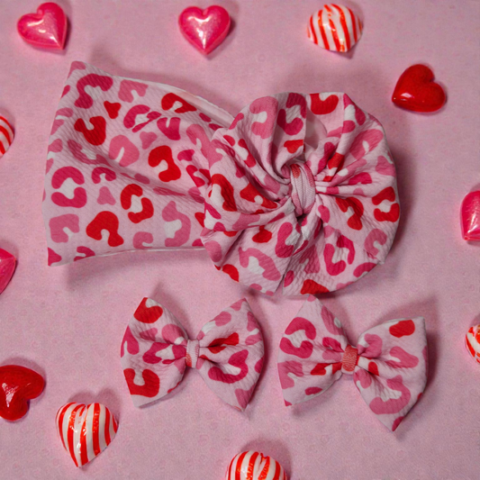 Valentine Leopard Bow Headwrap & Hair Bow Set – Baby & Toddler