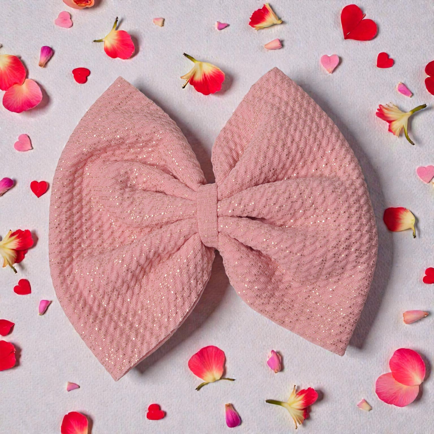 Rose Pink Gold Metallic Hair Bows