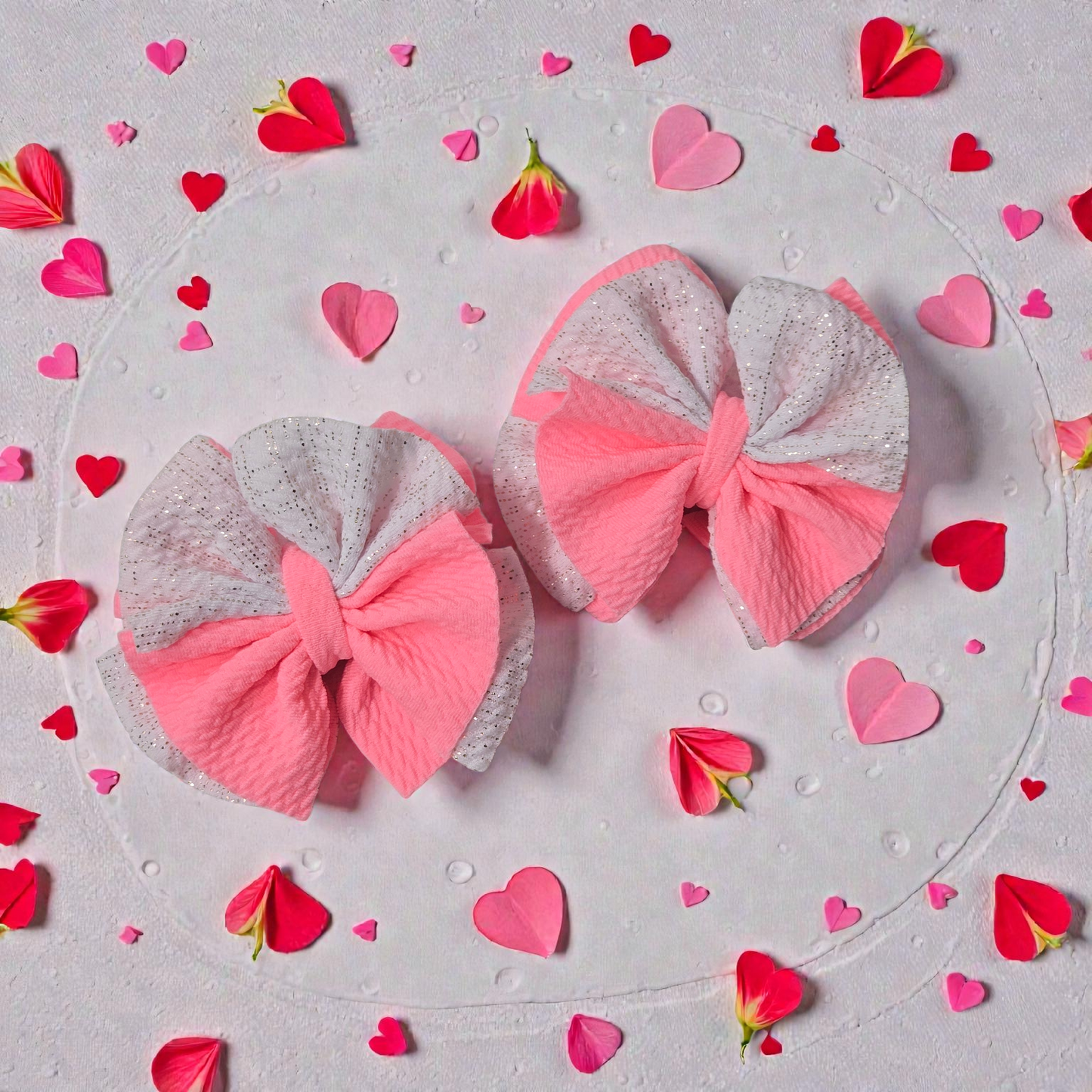 Pink & White Shredded Bows