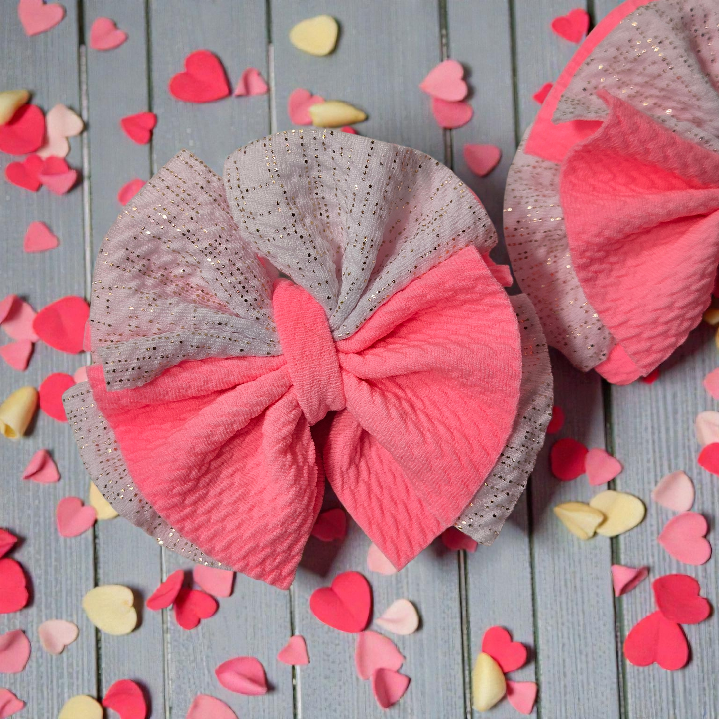Pink & White Shredded Bows