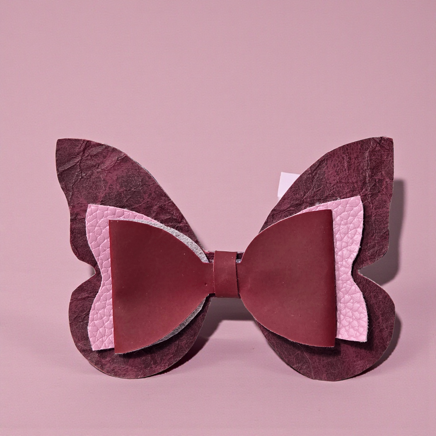 Faux Leather Butterfly Hair Bow – Layered Glitter Boutique Style
