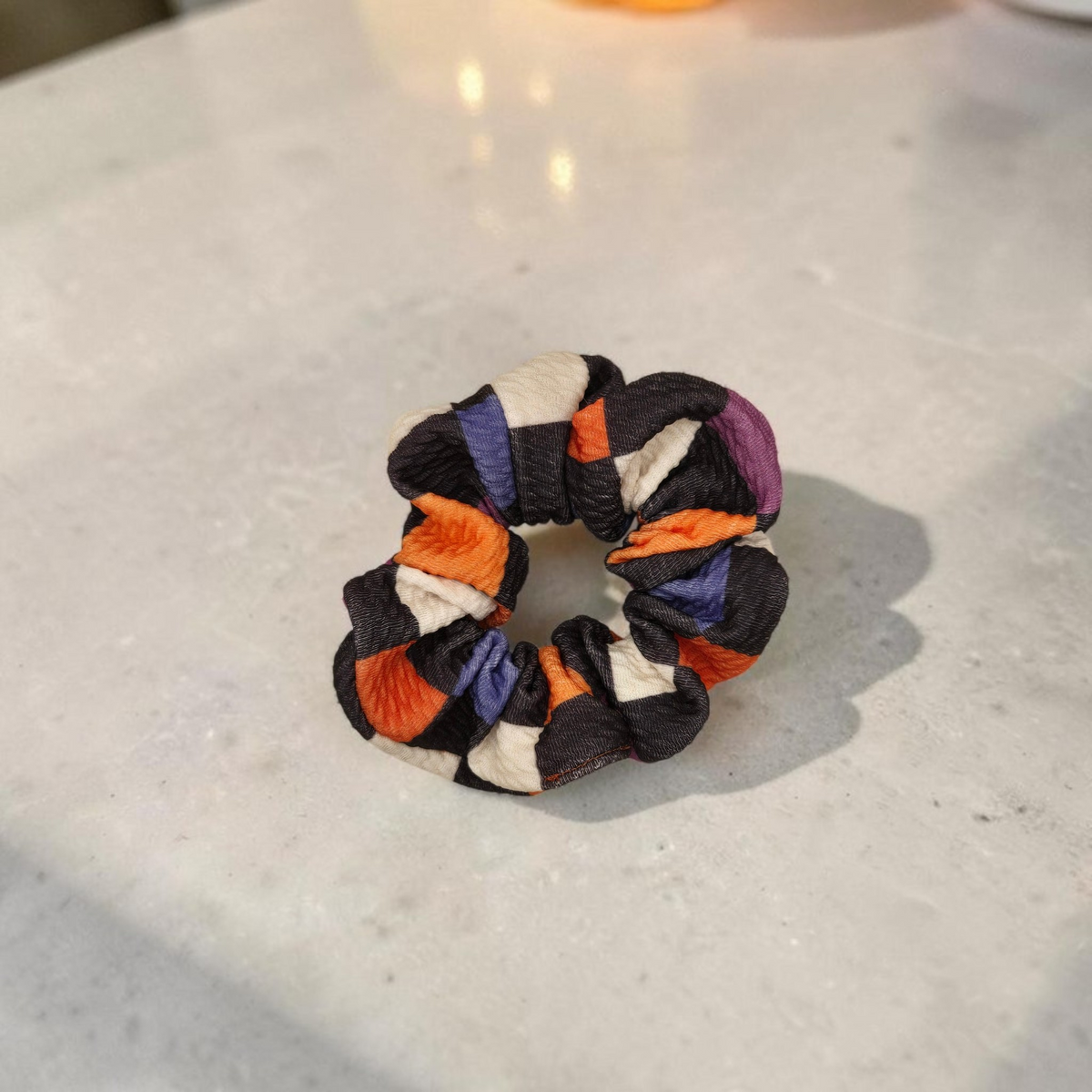 Halloween Checkered Hair Accessories | Scrunchie, Headwrap & Hair Bows | Orange Purple Black