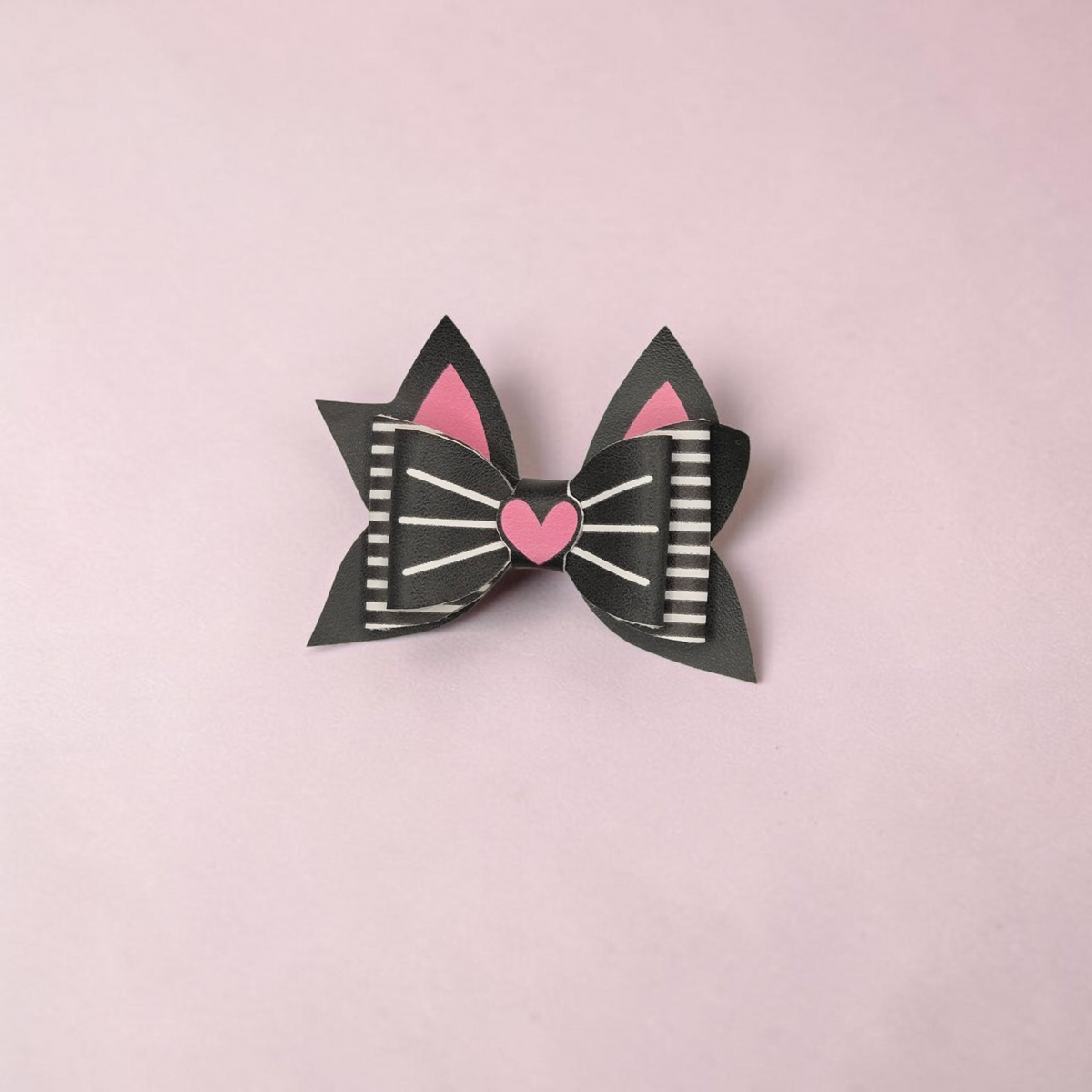 Halloween Hair Clips | Faux Leather Bat Ghost Witch Hair Bows | Spooky Pink & Black Hair Accessories