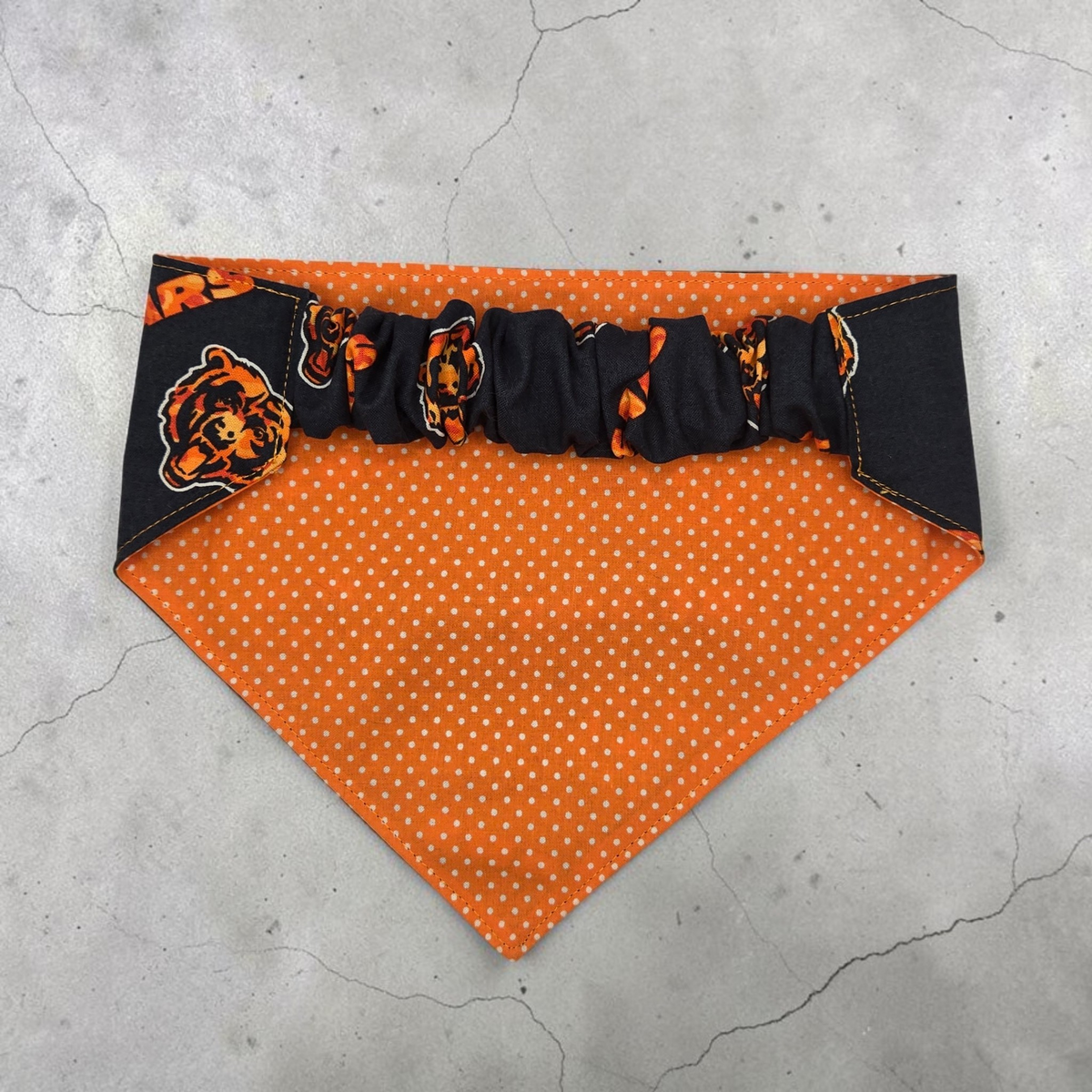 Chicago Bears Pet Bandana | Reversible Football Dog & Cat Bandana | Scrunchie Back | XS–XXL