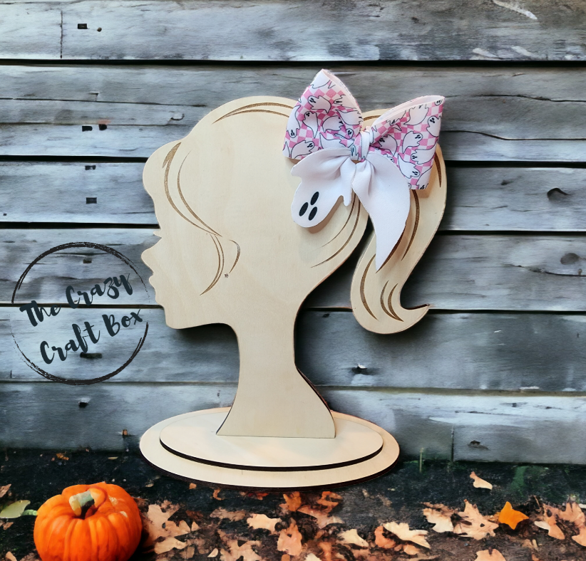 Neoprene Ghost Bow – Pink Gingham Halloween Hair Accessory for Girls & Pets