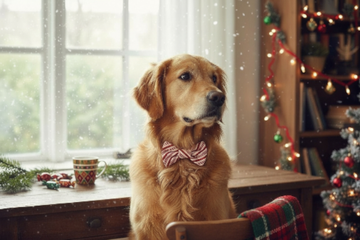 Christmas Sweater Dog Bow Tie – Red & White Holiday Pet Bow, Slide-On Collar Bowtie for Dogs & Cats, Winter Pet Accessory, Christmas Photo Outfit