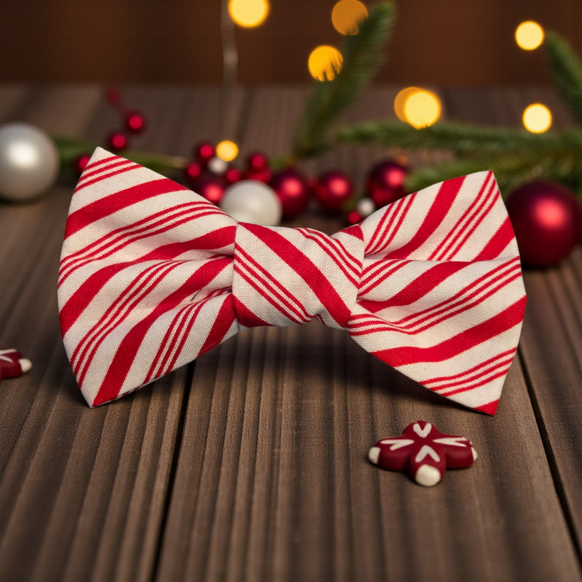 Christmas Sweater Dog Bow Tie – Red & White Holiday Pet Bow, Slide-On Collar Bowtie for Dogs & Cats, Winter Pet Accessory, Christmas Photo Outfit