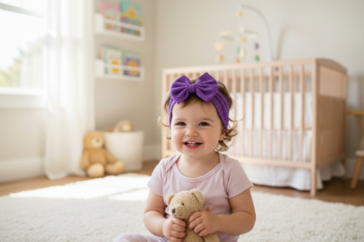 Purple Bow Headband & Hair Bow | Baby Toddler Girls Bow | Handmade Fabric Bow | Newborn Infant Headwrap | Boutique Hair Accessories