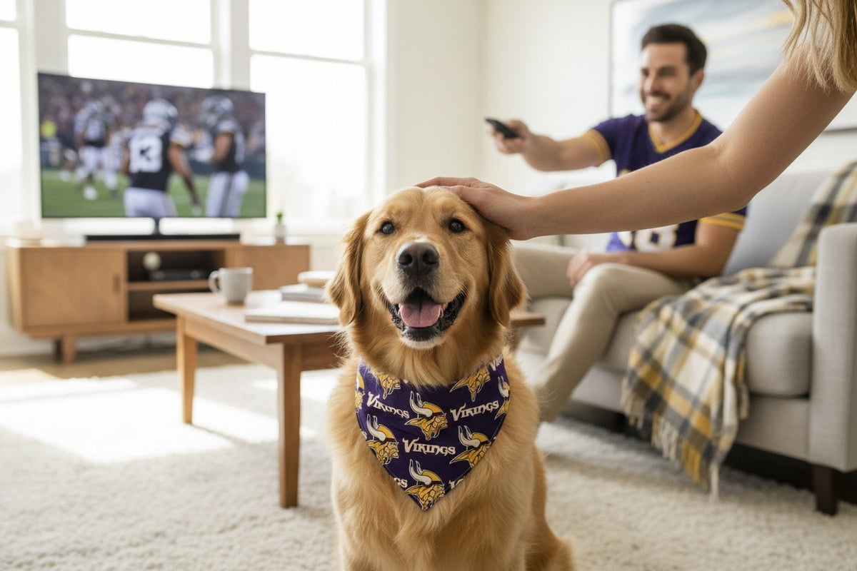 Minnesota Vikings Pet Bandana | Reversible Football Dog & Cat Bandana | Scrunchie Back