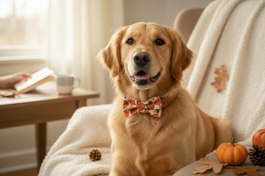 Fall Pumpkin Pet Bow Tie | Autumn Dog & Cat Collar Bow Tie