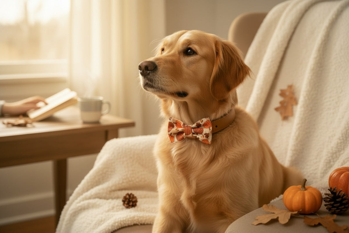 Fall Pumpkin Pet Bow Tie | Autumn Dog & Cat Collar Bow Tie