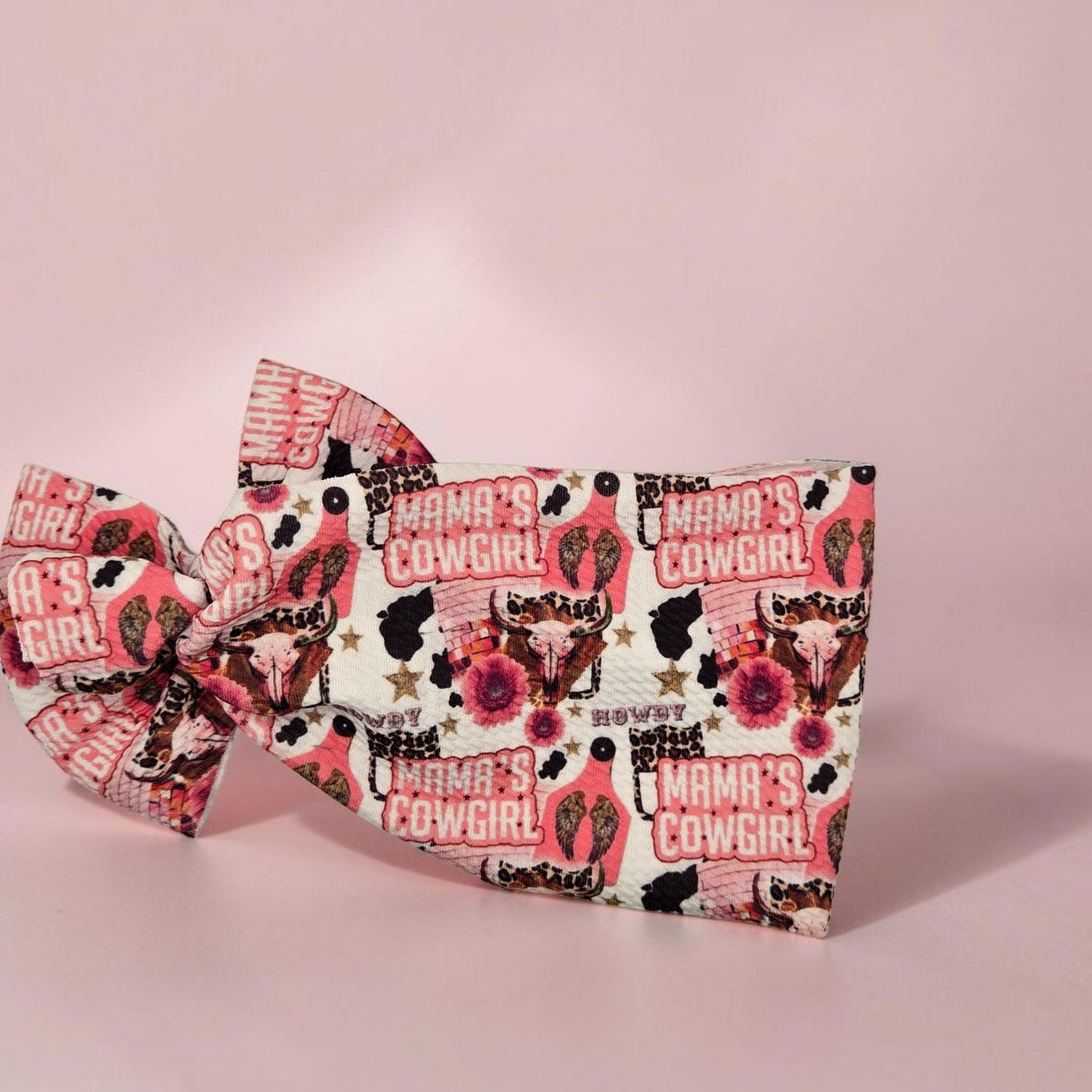 Mama’s Cowgirl Western Hair Bow & Headwrap | Pink Rodeo Hair Accessories