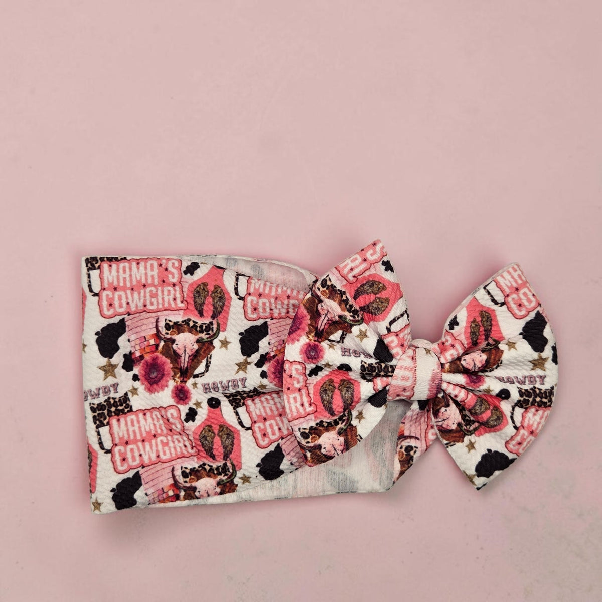 Mama’s Cowgirl Western Hair Bow & Headwrap | Pink Rodeo Hair Accessories