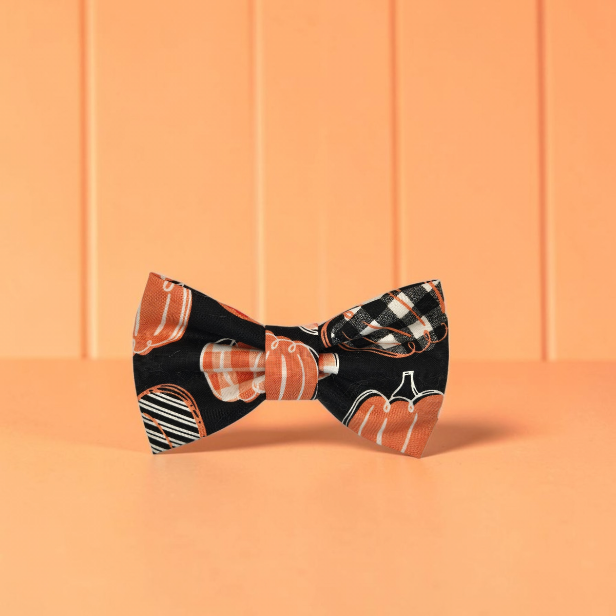 Orange Pumpkin Print Bow Tie Collar Accessory | Handmade Pet Outfit for Dogs & Cats