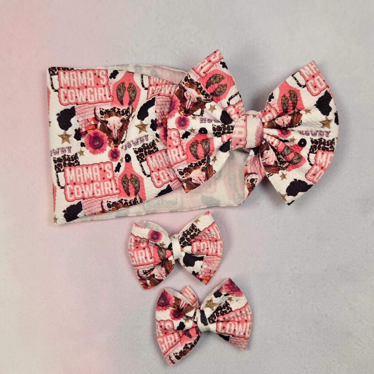 Mama’s Cowgirl Western Hair Bow & Headwrap | Pink Rodeo Hair Accessories