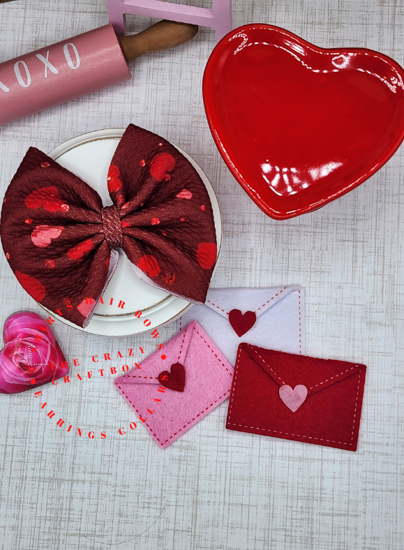 Valentine Heart Scrunchie & Hair Bow – Handmade Valentine Hair Accessories