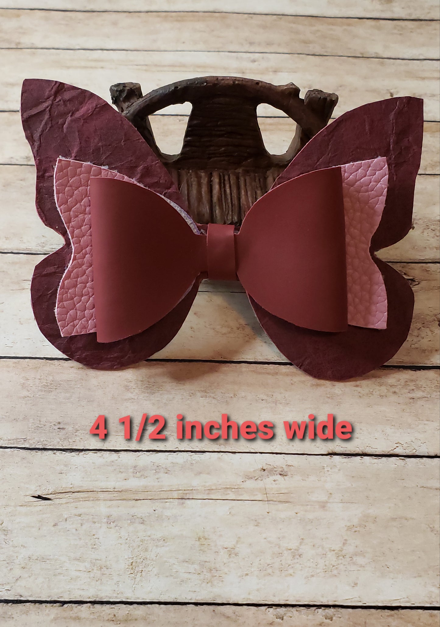 Faux Leather Butterfly Hair Bow – Layered Glitter Boutique Style