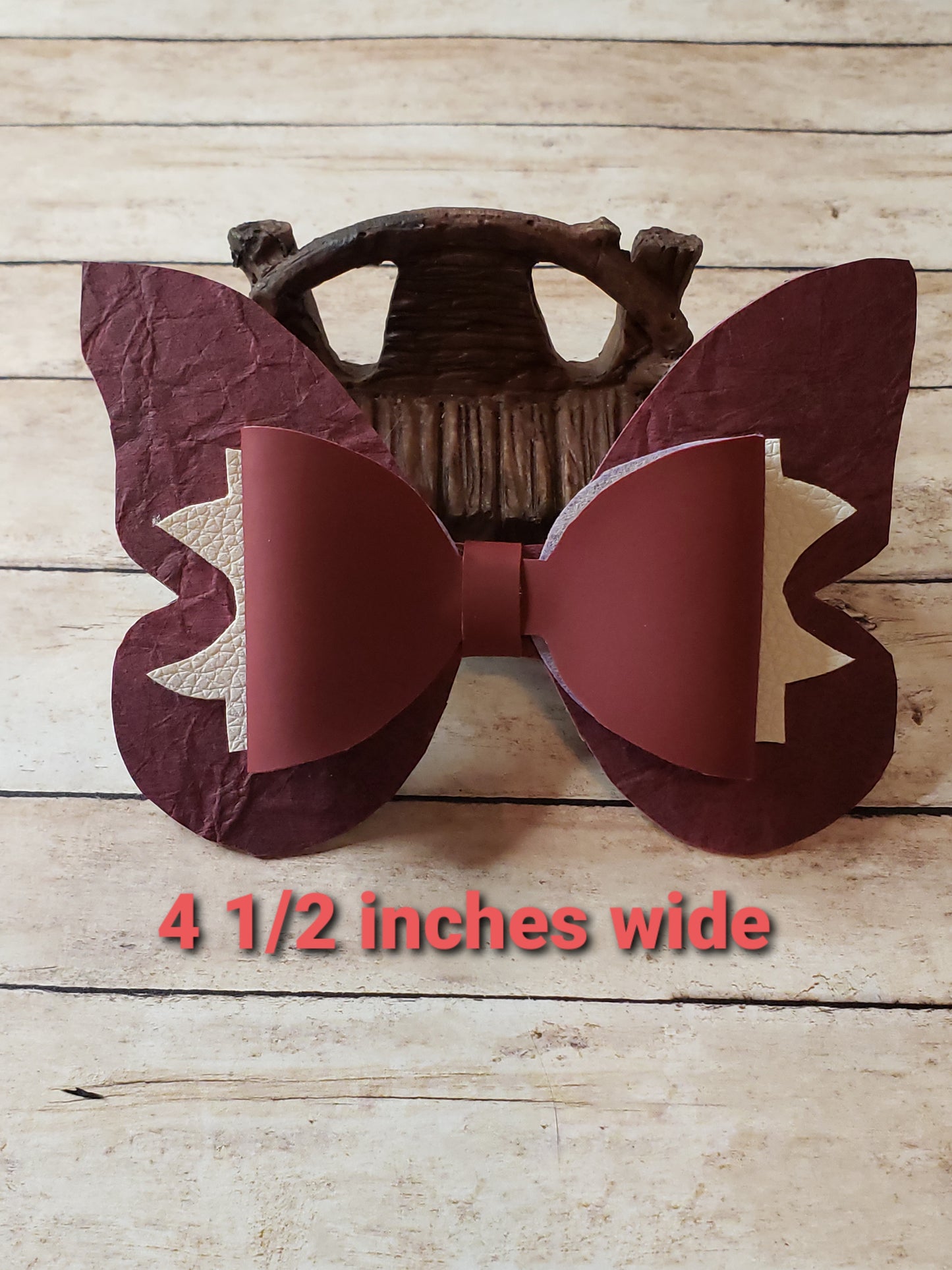 Faux Leather Butterfly Hair Bow – Layered Glitter Boutique Style